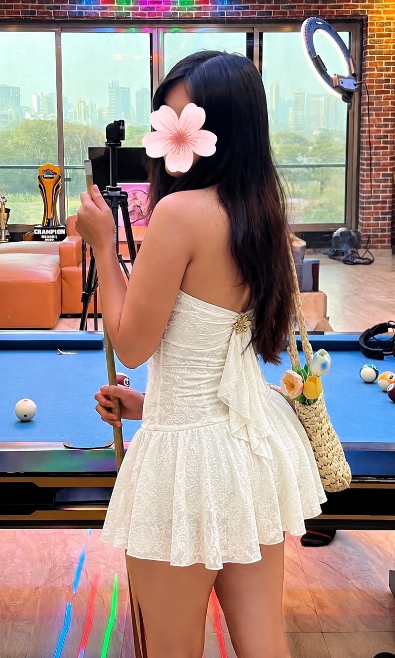 Ivory Jacquard Tube Mini Dress
